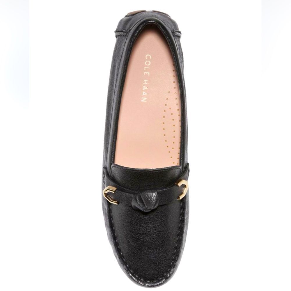 Cole Haan Women's Evelyn Bow Driver Black Leather Loafers Size 8.5B
